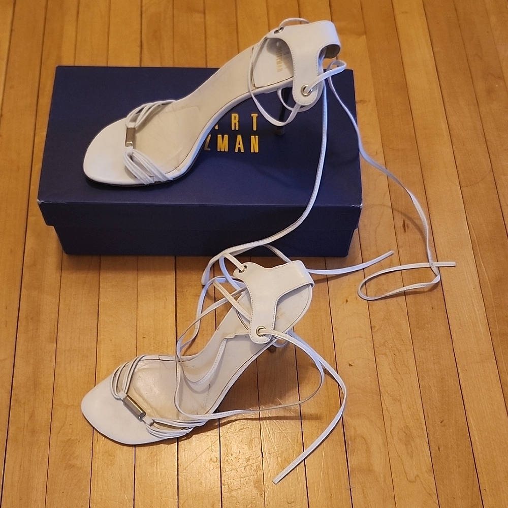 Stuart Weitzman White Strappy Heels